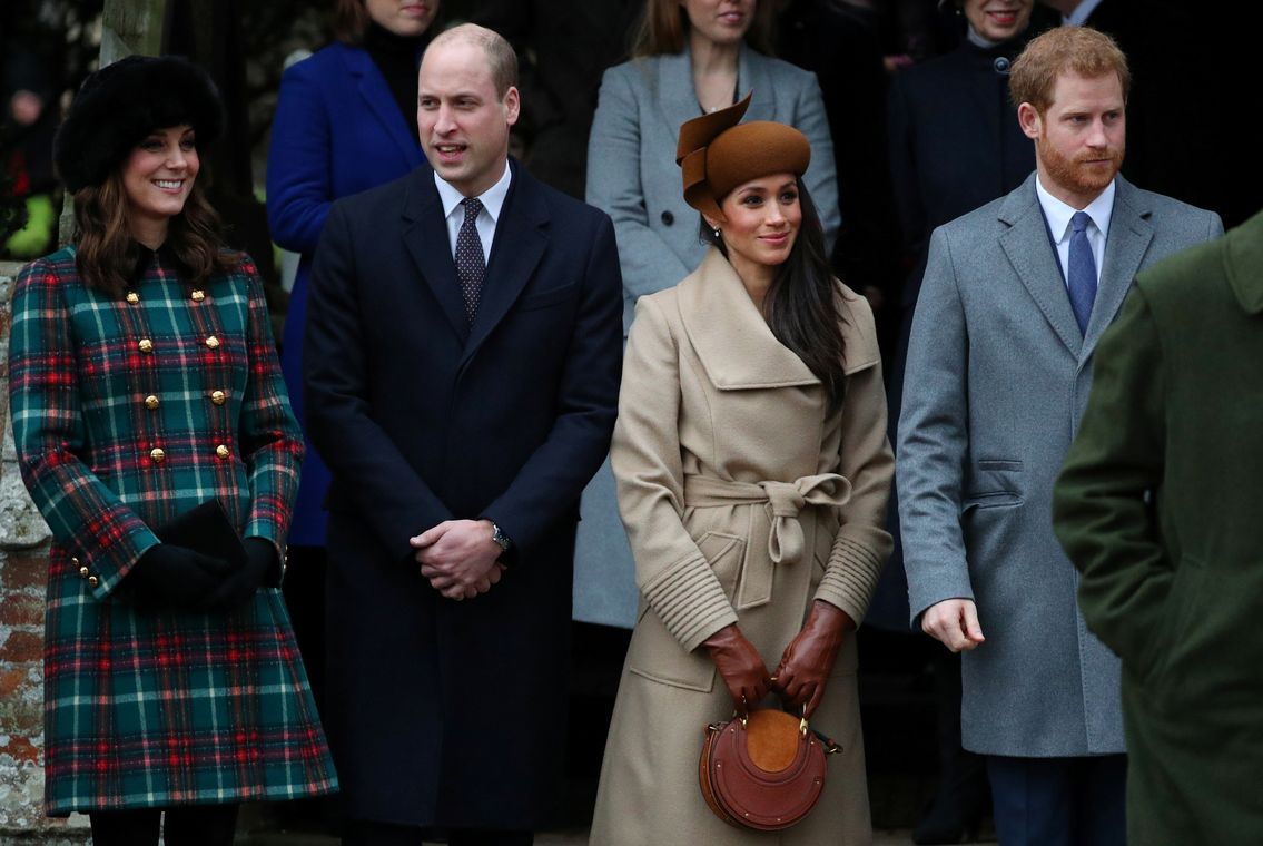 Britain’s Catherine, Duchess of Cambridge, Prince William, Duke of Cambridge, Meghan Markle and Prince Harry leave St Mary Magdalene’s church after the Royal Family’s Christmas Day service on the Sandringham estate in eastern England