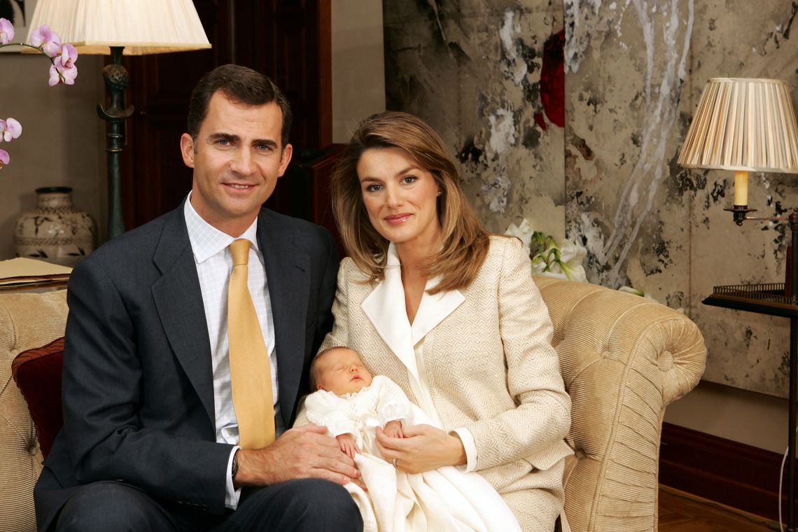 Spain’s newborn Infanta Leonor is held by her mother and father in Madrid