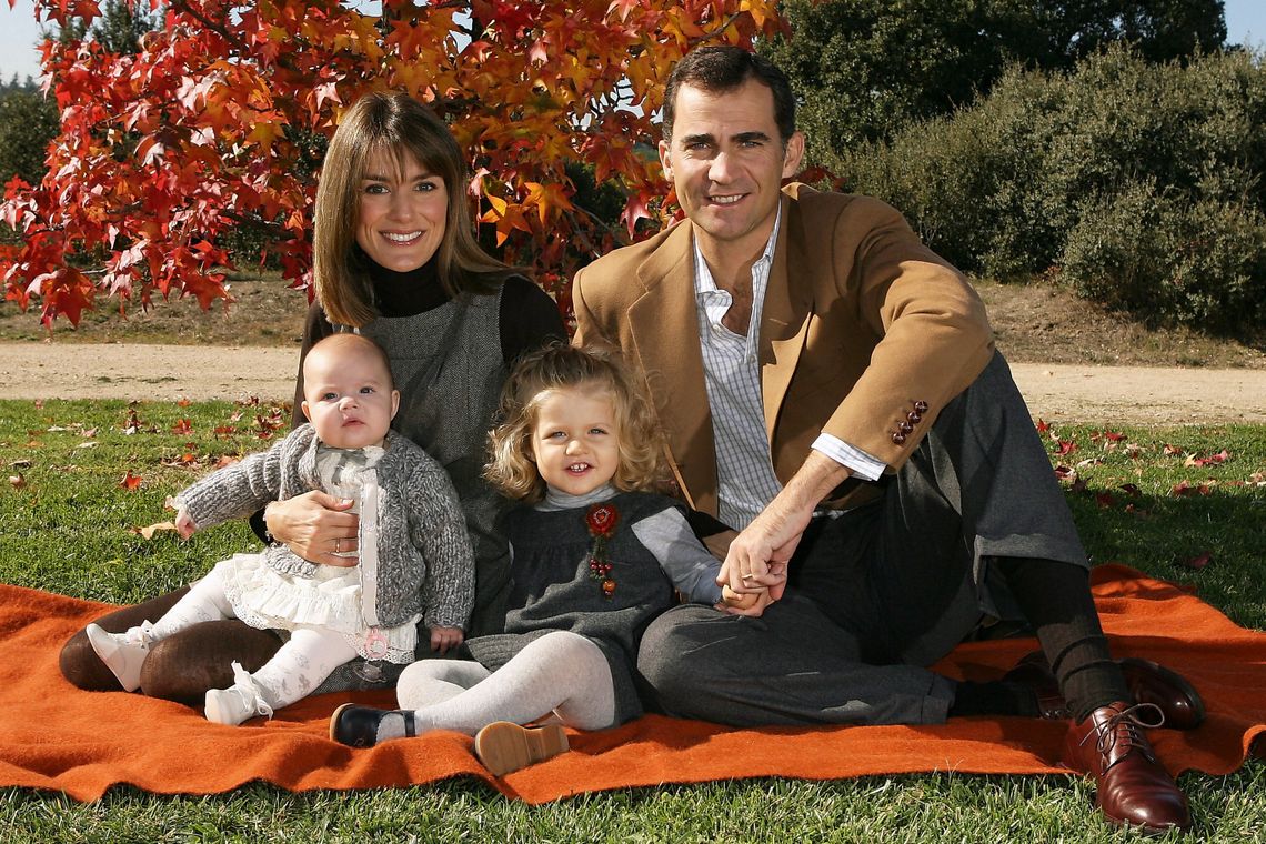 Spain’s Crown Prince Felipe and Princess Letizia pose with their daughters Sofia and Leonor in a Christmas greeting card distributed by the Spanish Royal House