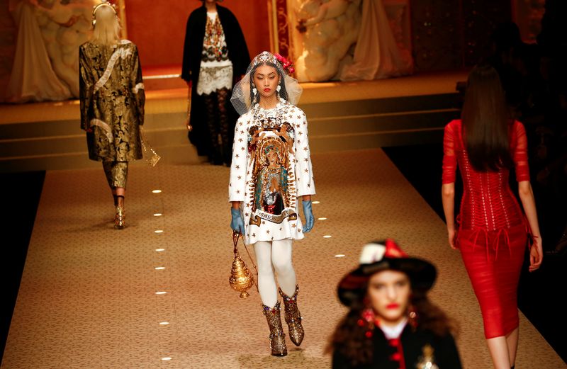 Models present creations from the Dolce & Gabbana Autumn/Winter 2018 women’s collection during Milan Fashion Week in Milan