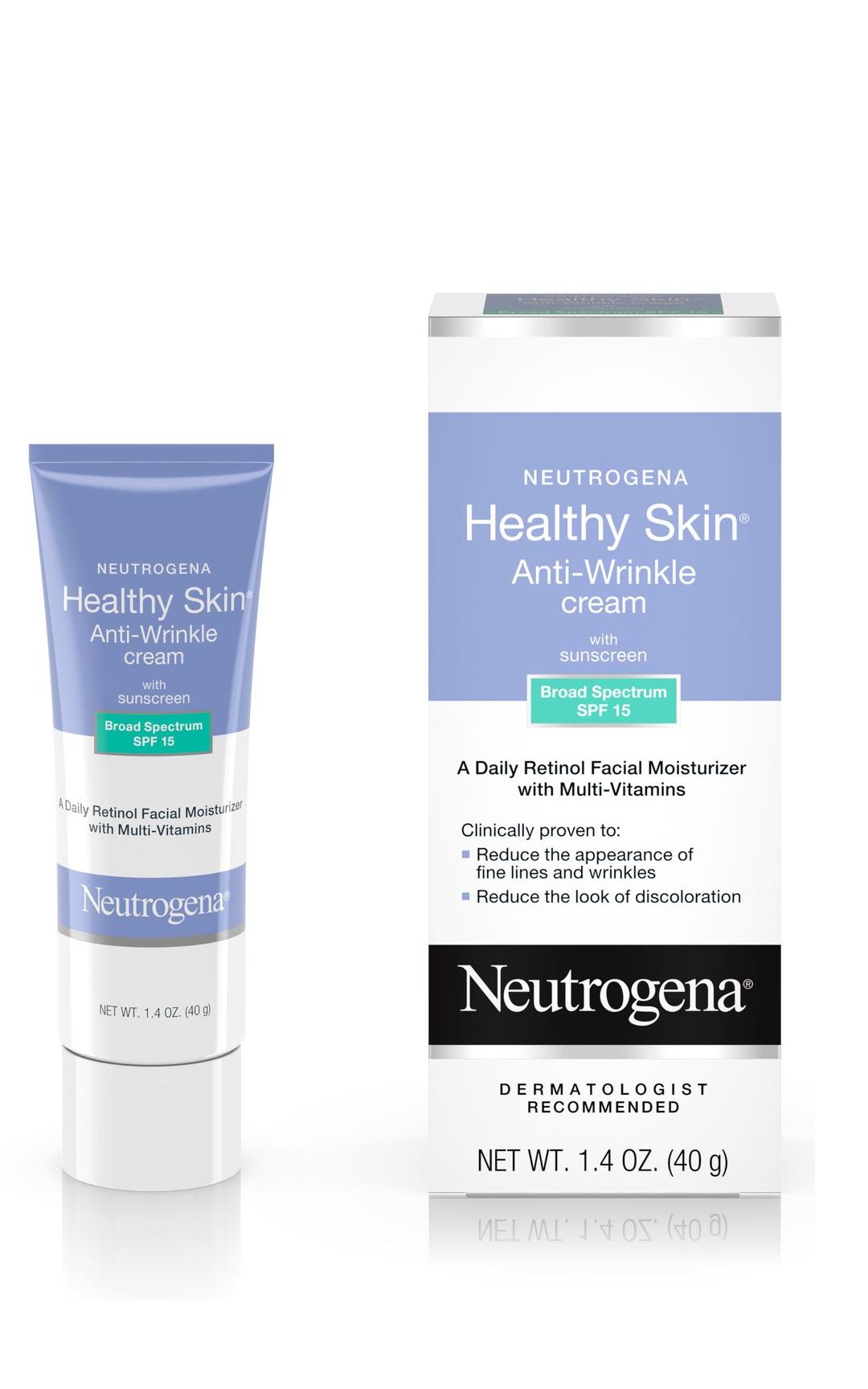 Healthy Skin Anti-Wrinkle Cream with Sunscreen Broad Spectrum SPF 15, Neutrogena, (preço sob consulta)
