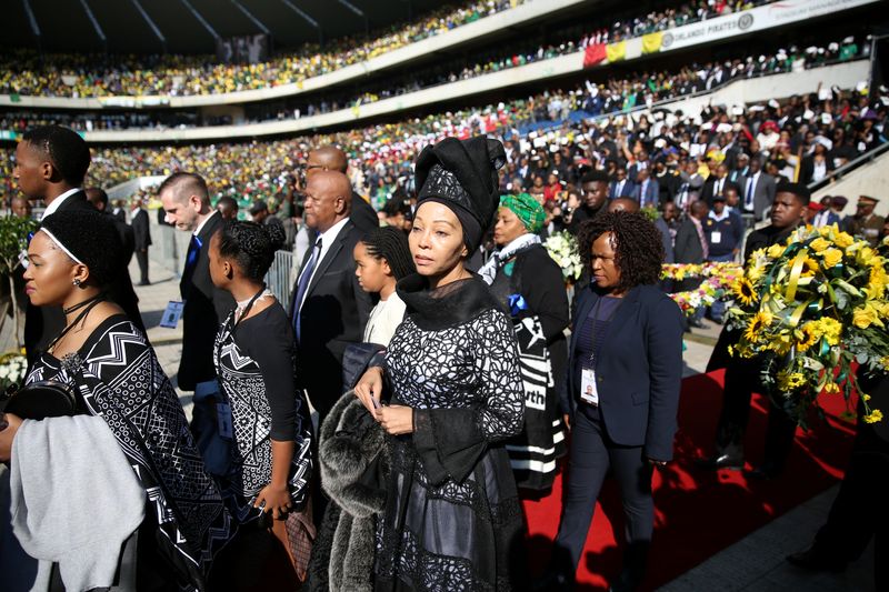 Family members arrive as Winnie Madikizela-Mandela coffin is brought into Orlando stadium in Soweto, South Africa