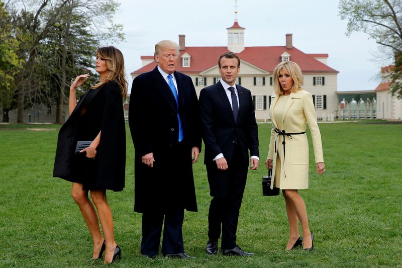 Trump escorts France’s Macron at the estate of the first U.S. President George Washington in Mount Vernon, Virginia outside Washington
