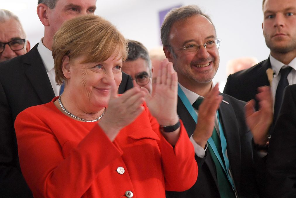 German Chancellor Angela Merkel visits the new Bosch Technology and Development Center in Braga