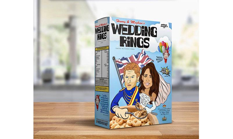 Harry and Meghan’s Wedding Rings Commemorative Breakfast Cereal, Etsy,