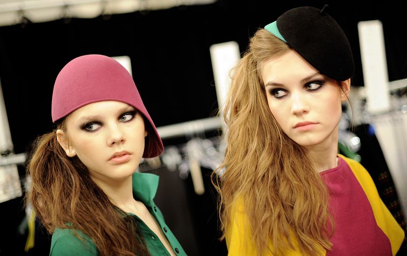 Models wait backstage for the start of the Lacoste Fall 2010 show during New York Fashion Week