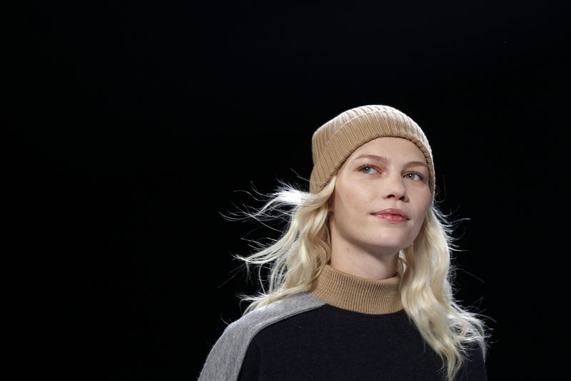 A model presents a creation from the Lacoste Fall/Winter 2012 collection during New York Fashion Week