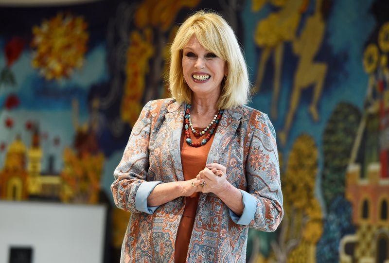 Joanna Lumley poses for a picture as she attends an event held by Richard Moore, director of Children in Crossfire, in Londonderry, Northern Ireland