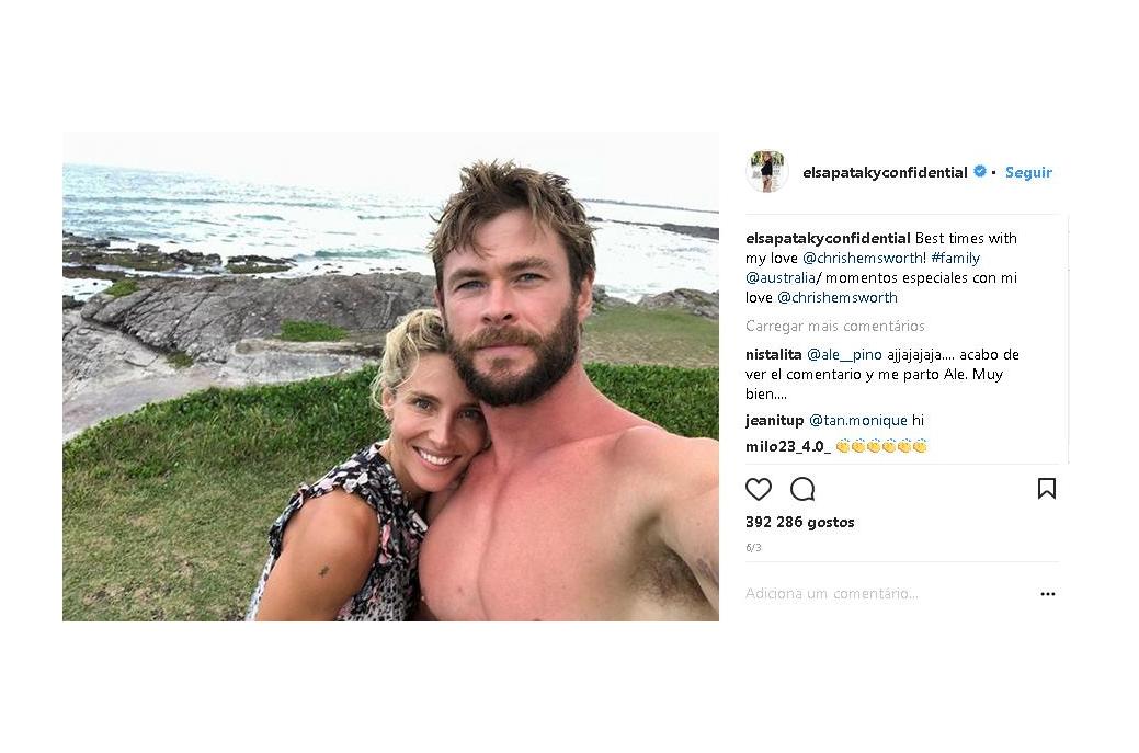 Elsa Pataky e Chris Hemsworth, Instagram elsapatakyconfidential