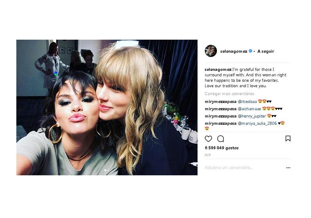 Selena Gomez e Taylor Swift, Instagram selenagomez