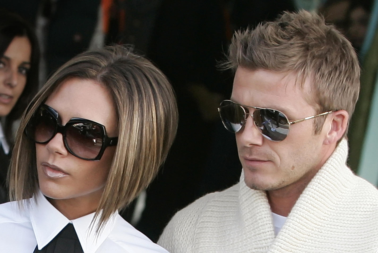 David and Victoria Beckham arrive at the Ciampino airport in Rome