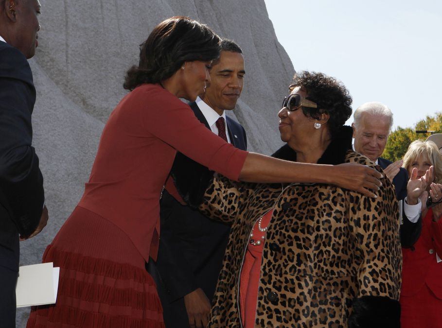 Singer Aretha Franklin and U.S. President Obama with first lady in Washington