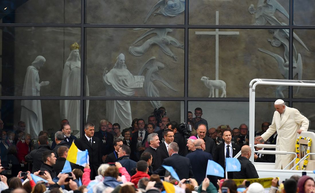 Pope Francis arrives at the Knock Shrine in Knock