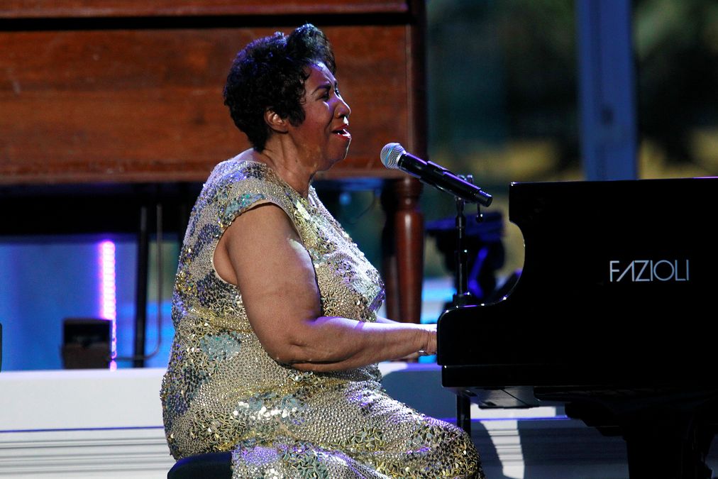 Singer Aretha Franklin performs at an International Jazz Day All-Star Global Concert on the South Lawn of the White House