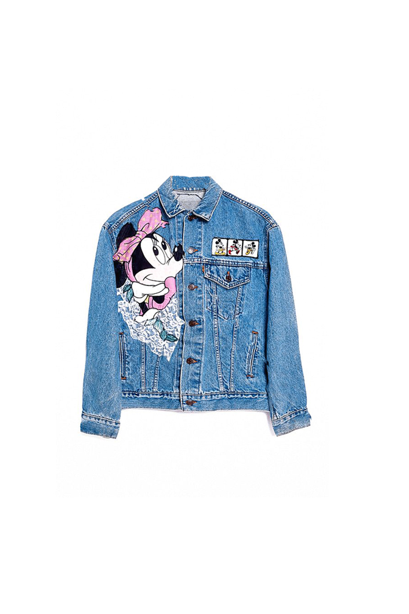 Urban-Renewal-Vintage-One-of-a-Kind-Levi’s-Custom-Minnie-Mouse-Denim-Jacket,-Urban-Outfitters,-€159