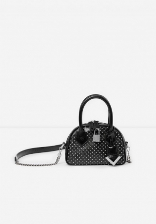 Black leather nano bag with silver studs Irina by The Kooples, €358