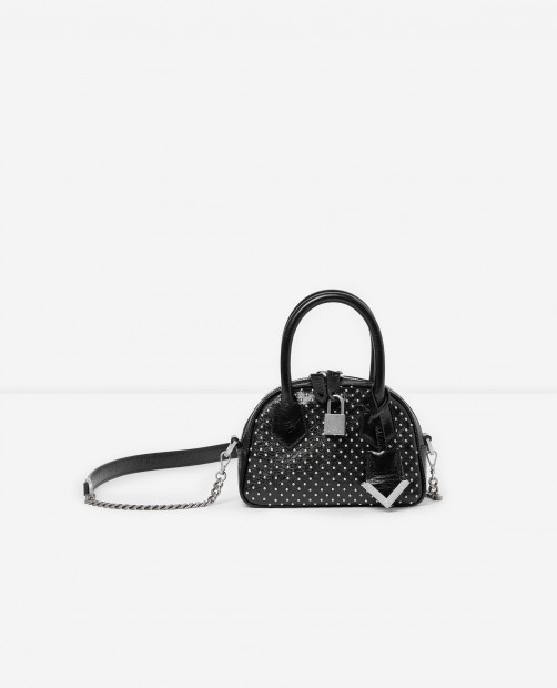 Black leather nano bag with silver studs Irina by The Kooples, €358