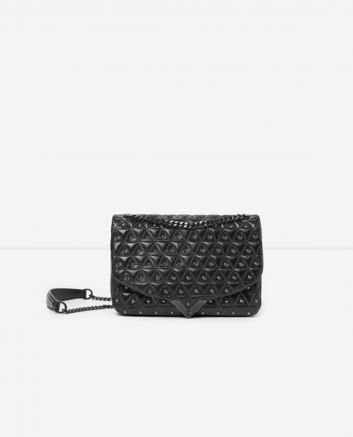 Medium black leather bag with silver studs Stella by The Kooples, €458