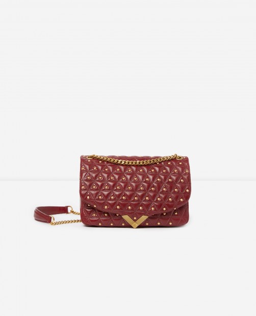 Medium burgundy leather bag with golden studs Stella by The Kooples, €458
