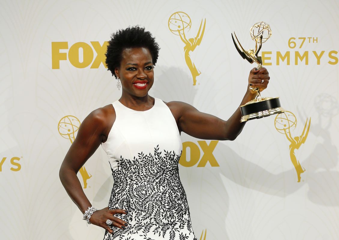 Viola Davis holds her award during the 67th Primetime Emmy Awards in Los Angeles