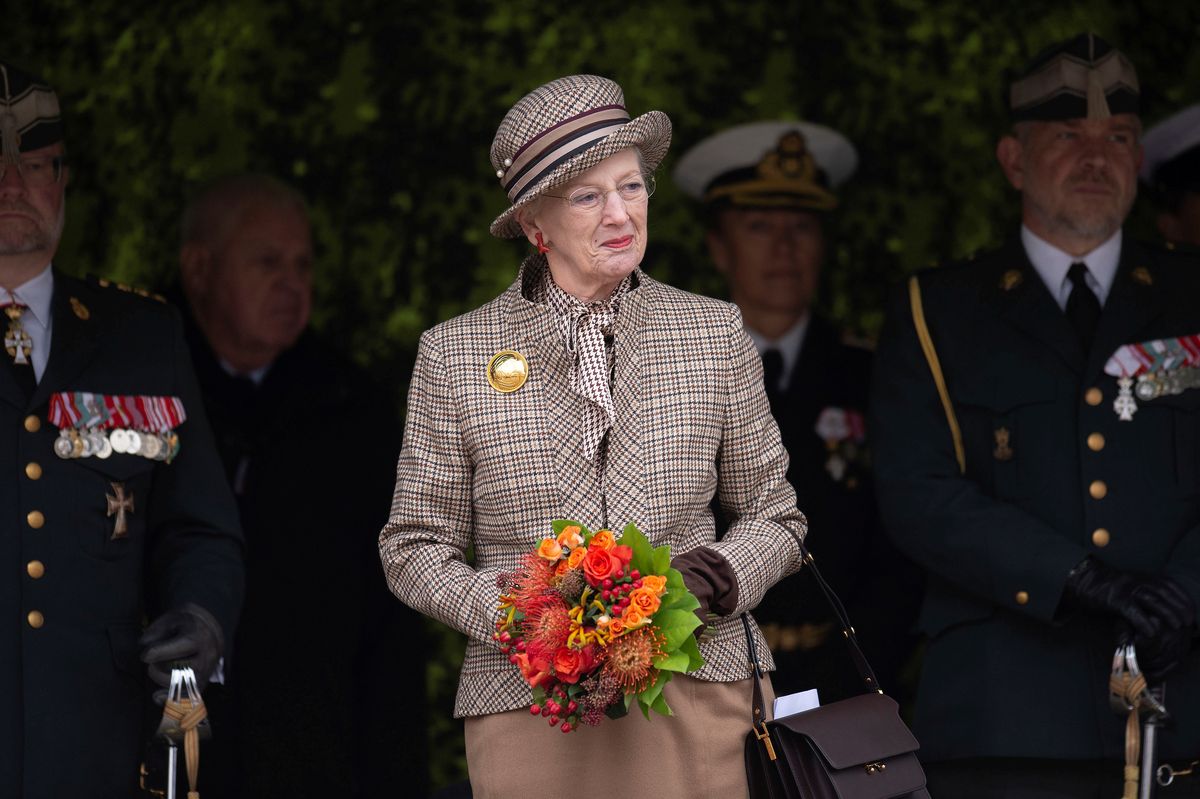 Queen Margrethe participates in a ceremony marking the 100th anniversary after the end of the First World War in Mindeparken, Aarhus