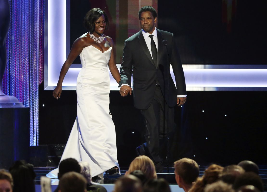 Viola Davis and Denzel Washington introduce a segment during the 23rd Screen Actors Guild Awards in Los Angeles