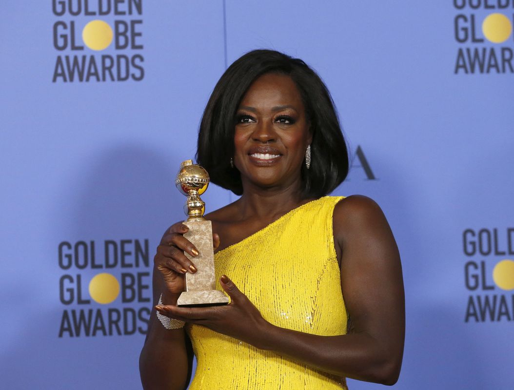 Viola Davis holds her award during the 74th Annual Golden Globe Awards in Beverly Hills