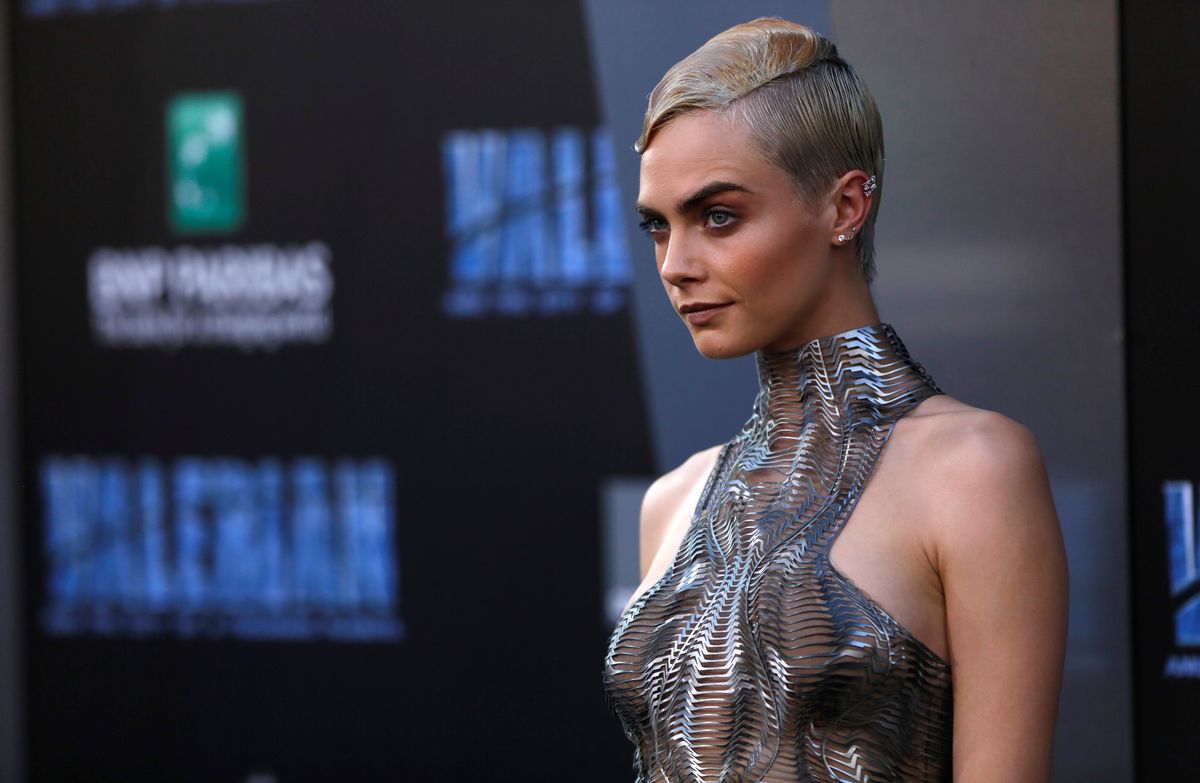 Cast member Cara Delevingne poses at the premiere for “Valerian and the City of a Thousand Planets” in Los Angeles