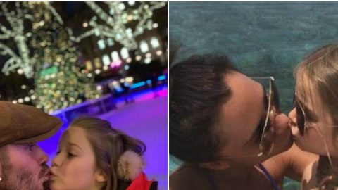 David Victoria Beckham selinho beijo na boca filha