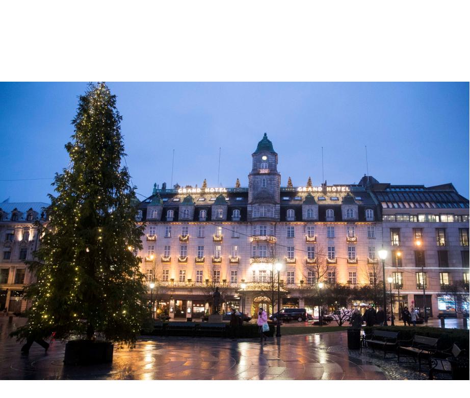 Copy of A Christmas tree is seen next to the Grand Hotel in Oslo, Norway December 3, 2018. Picture taken December 3, 2018. NTB ScanpixTerje Pedersen via REUTERS