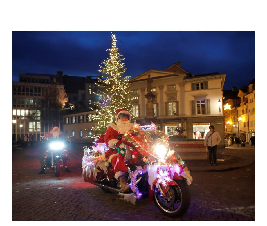 Harley Davidson bikers dressed as Santa Claus are seen in Zurich, Switzerland December 1, 2018. REUTERSArnd Wiegmann