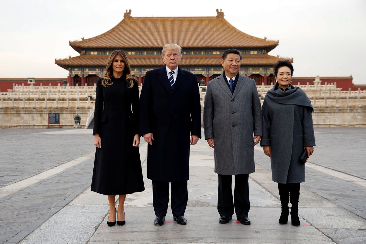 U.S. President Donald Trump and U.S. first lady Melania visit the Forbidden City with China’s President Xi Jinping and China’s First Lady Peng Liyuan in Beijing