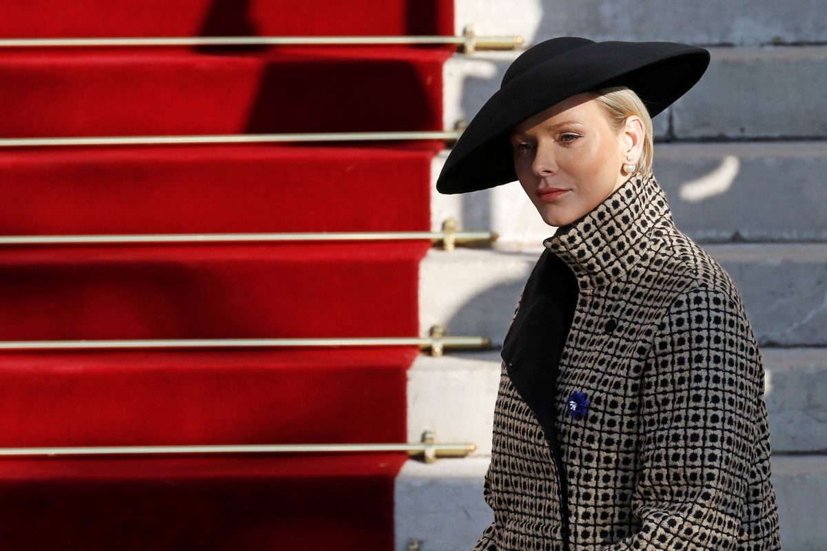 Princess Charlene of Monaco arrives to attend a mass at the cathedral during the celebrations marking Monaco’s National Day in Monaco