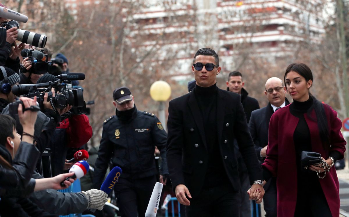Portugal’s soccer player Cristiano Ronaldo arrives to appear in court on a trial for tax fraud in Madrid