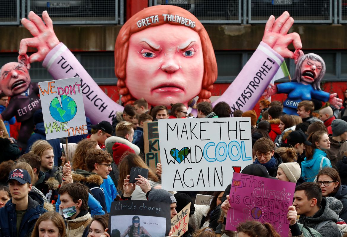 Students demand action on climate change during a Fridays for future demonstration in Duesseldorf