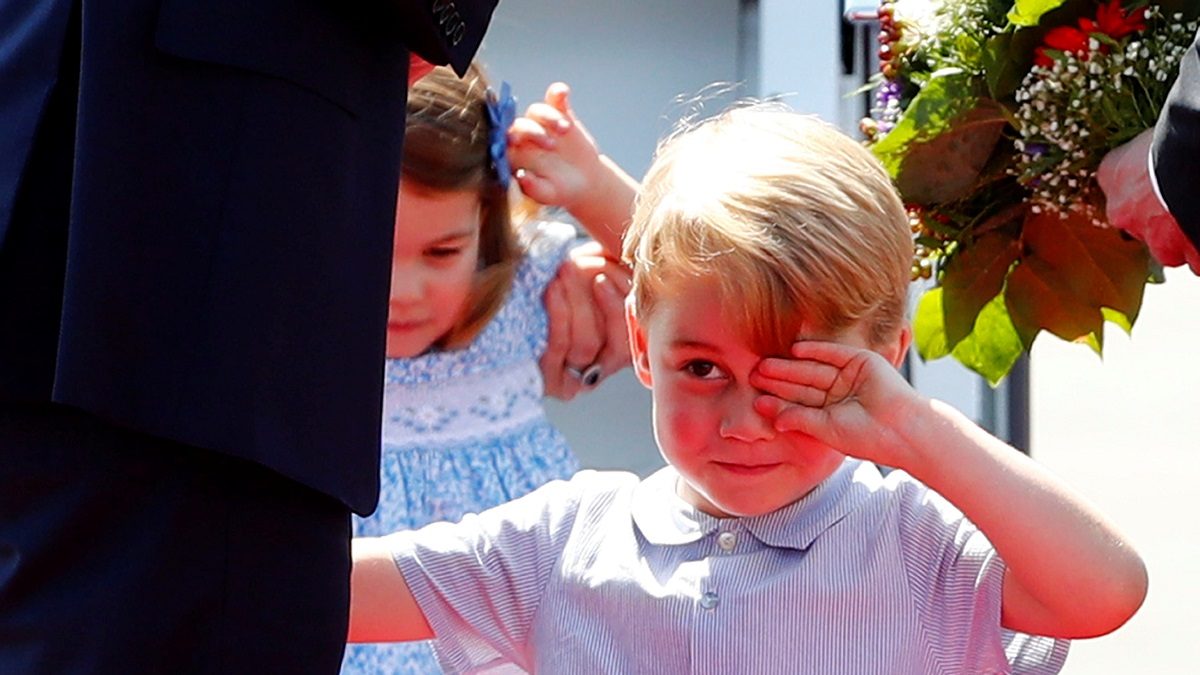 Prince George and Princess Charlotte arrive at Tegel airport in Berlin