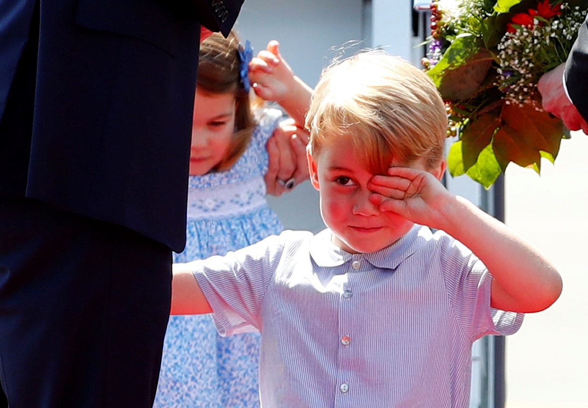 Prince George and Princess Charlotte arrive at Tegel airport in Berlin