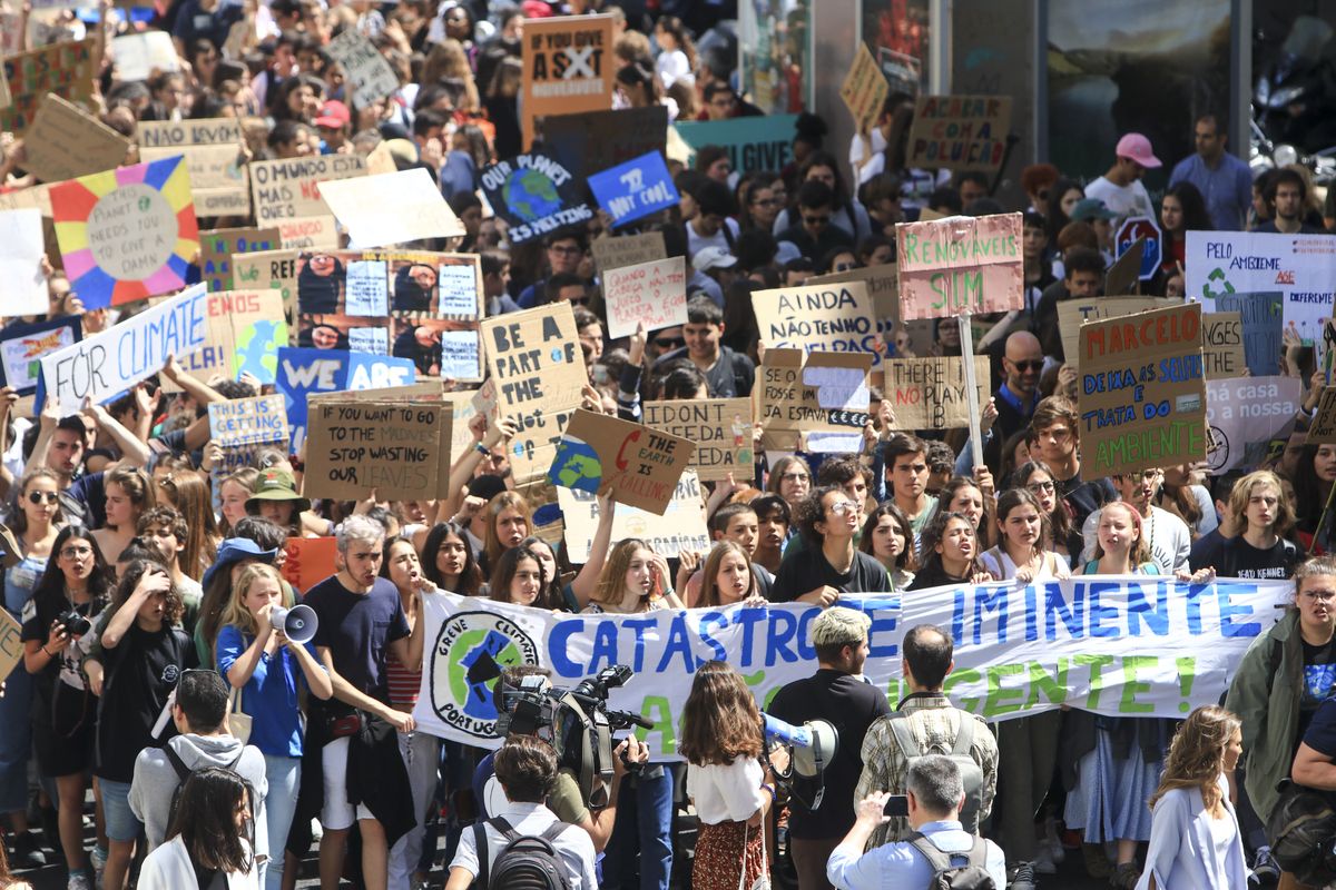 Manifestao estudantil contra as alteraes climticas