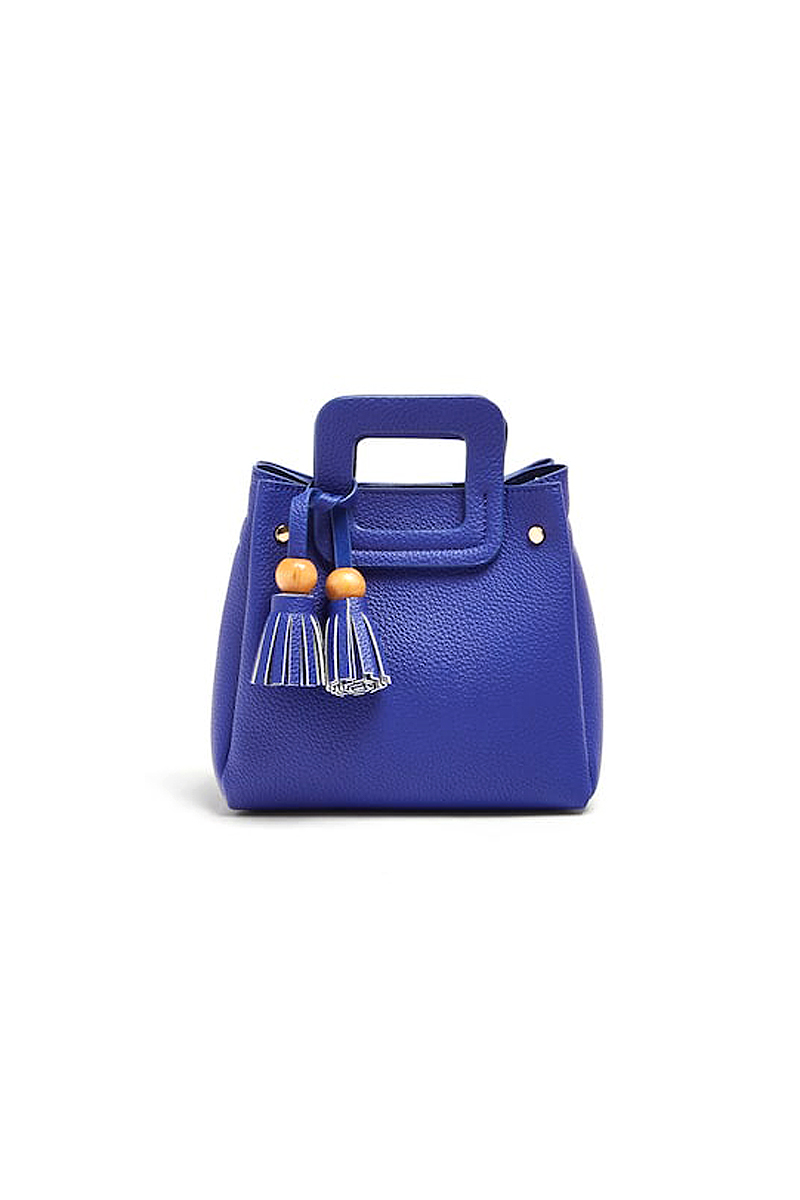 Mini-mala-a-tiracolo-azul-com-pormenor-de-borlas,-Pull&Bear,-€12.99
