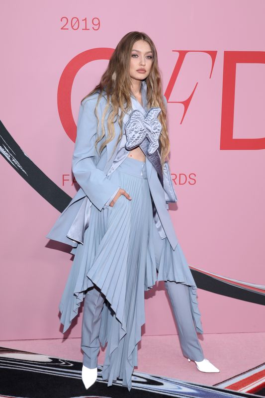 Model Gigi Hadid arrives for the 2019 CFDA Awards at The Brooklyn Museum in New York