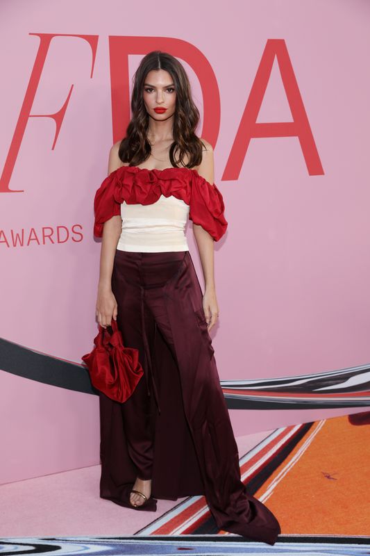 Model Emily Ratajkowski arrives for the 2019 CFDA Awards at The Brooklyn Museum in New York