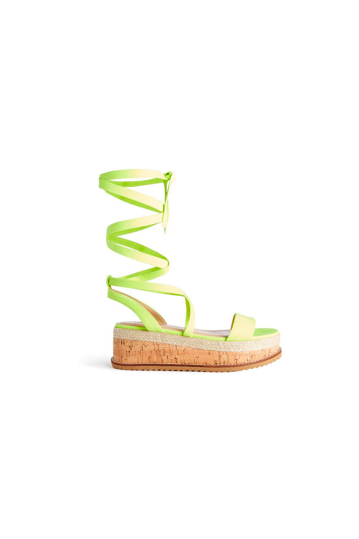 Sandálias-plataforma-atilhos-amarelo-néon,-Primark,-€16