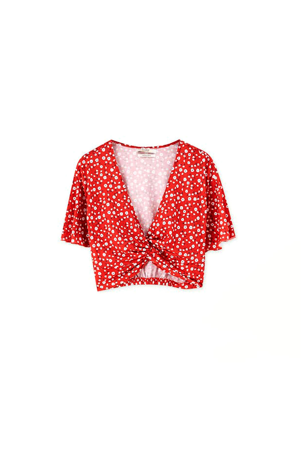 T-shirt-com-estampado-floral-e-nó,-Pull&Bear,-€14.99