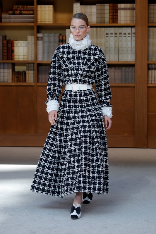 A model presents a creation by designer Virginie Viard as part of her Haute Couture Fall/Winter 2019/20 collection show for fashion house Chanel in Paris