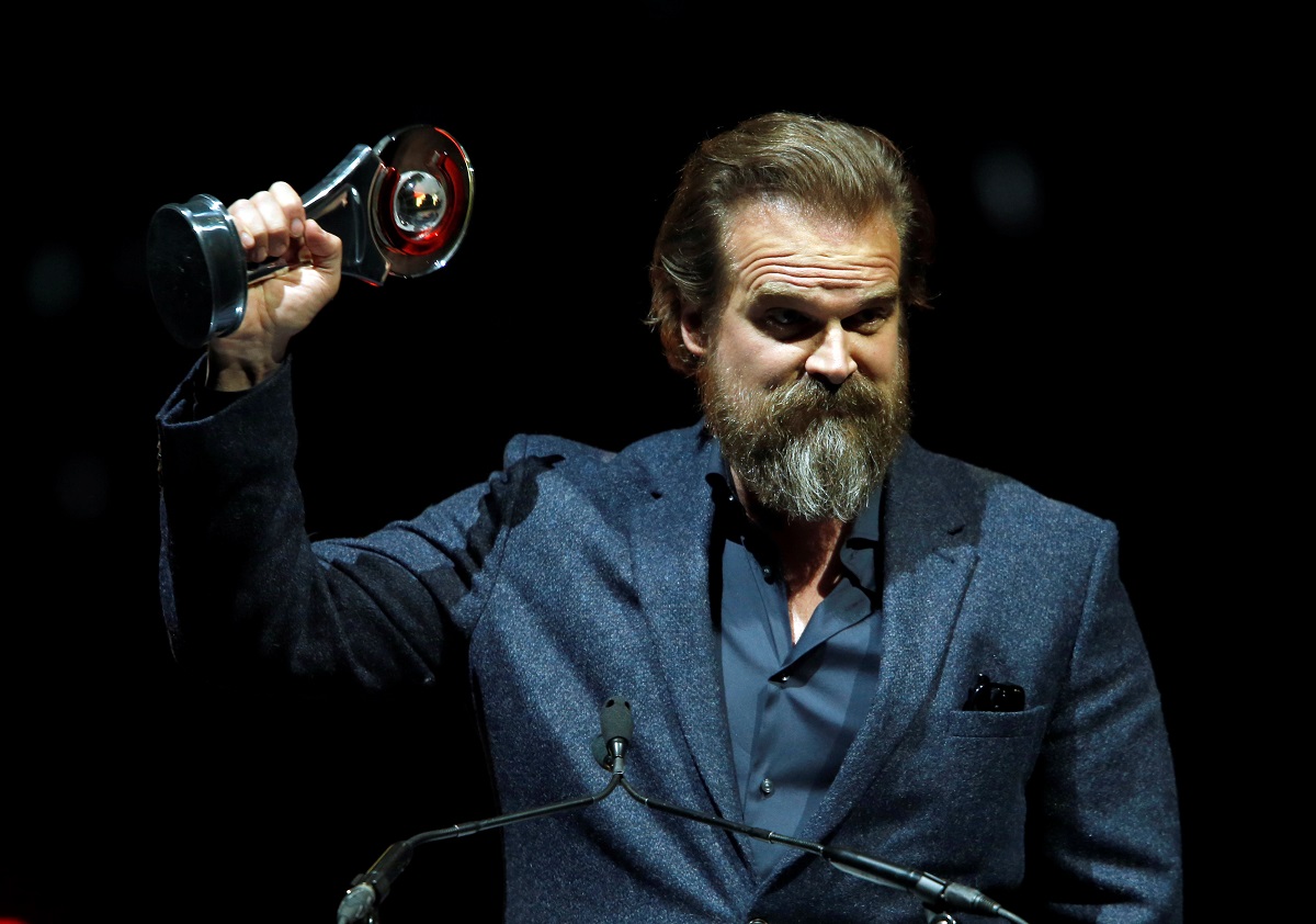 David Harbour accepts the CinemaCon Action Actor of the Year Award during the CinemaCon Big Screen Achievement Awards ceremony at Caesars Palace in Las Vegas