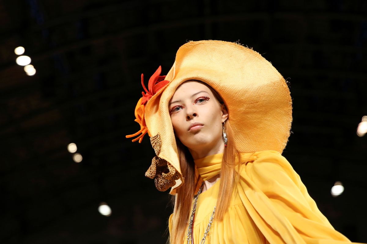 A model presents a creation from the Marc Jacobs Spring 2020 collection during fashion week in New York