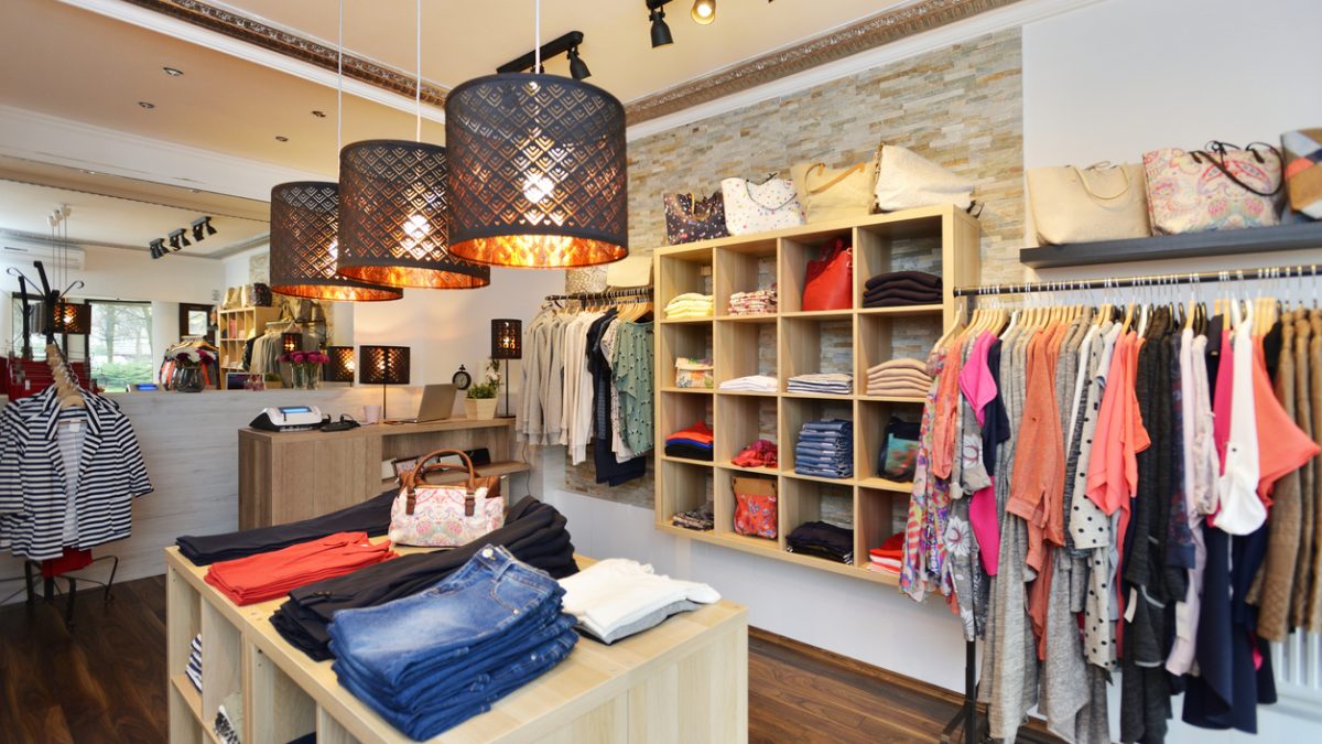 Interior of a store selling women's clothes and accessories
