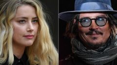 Amber Heard e Johnny Depp [Fotografia: Montagem Daniel LEAL and Tiziana FABI / AFP]