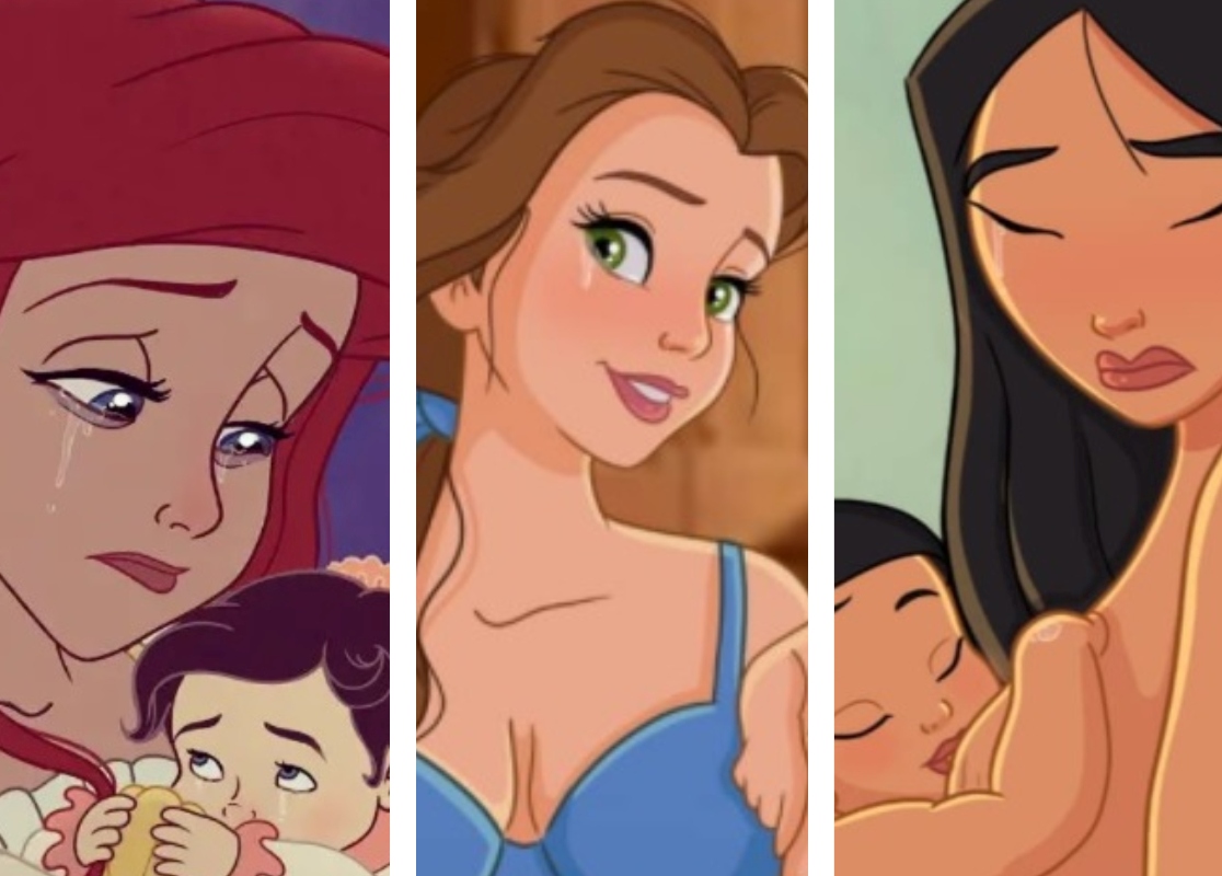 Artista coloca princesas da Disney com estrias e em lágrimas no pós-parto