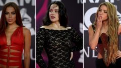 Anitta, Rosalía e Shakira nos Grammy latinos, em novembro de 2023, em Sevilha